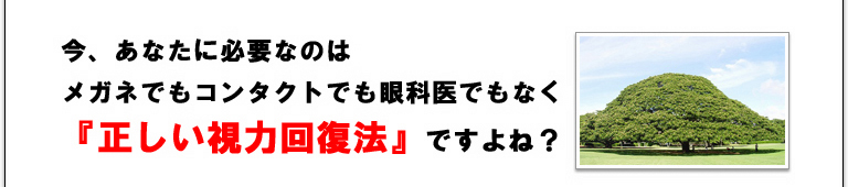 今、あなたに必要なのは、メガネでもコンタクトでも眼科医でもなく、『正しい視力回復法』ですよね？
